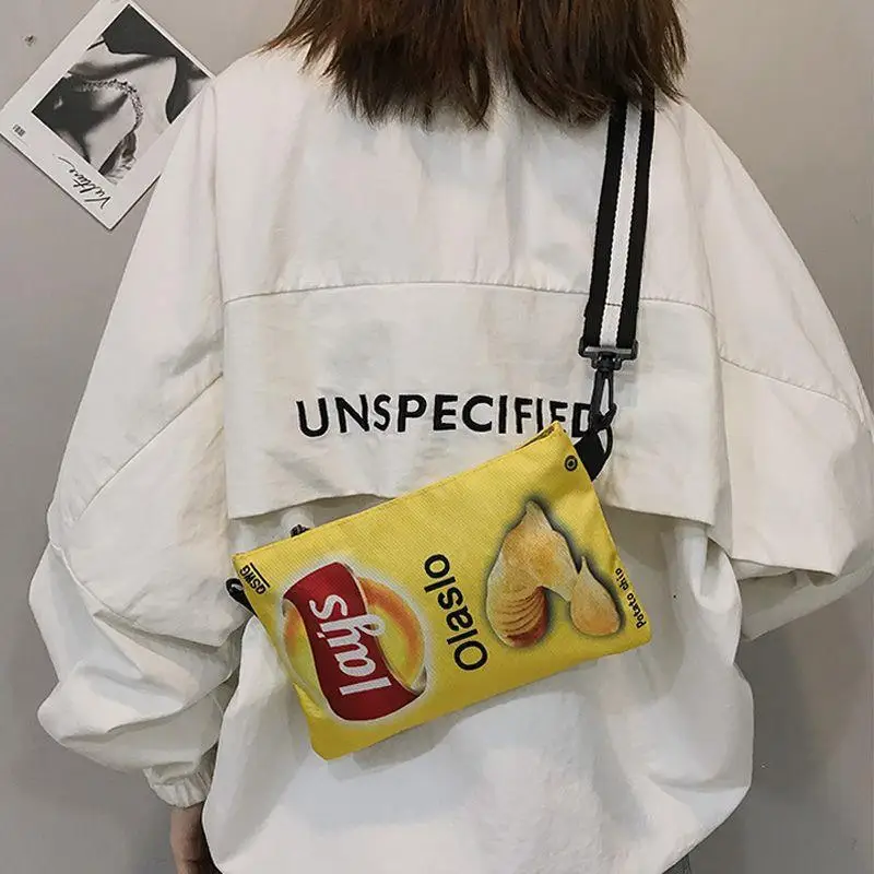 حقيبة كروس بنمط رقاقة البطاطس للوجبات الخفيفة، نسخة نسائية حقيبة كتف مفردة صغيرة، حقيبة مغلف مضحكة للنساء والفتيات حقيبة هاتف