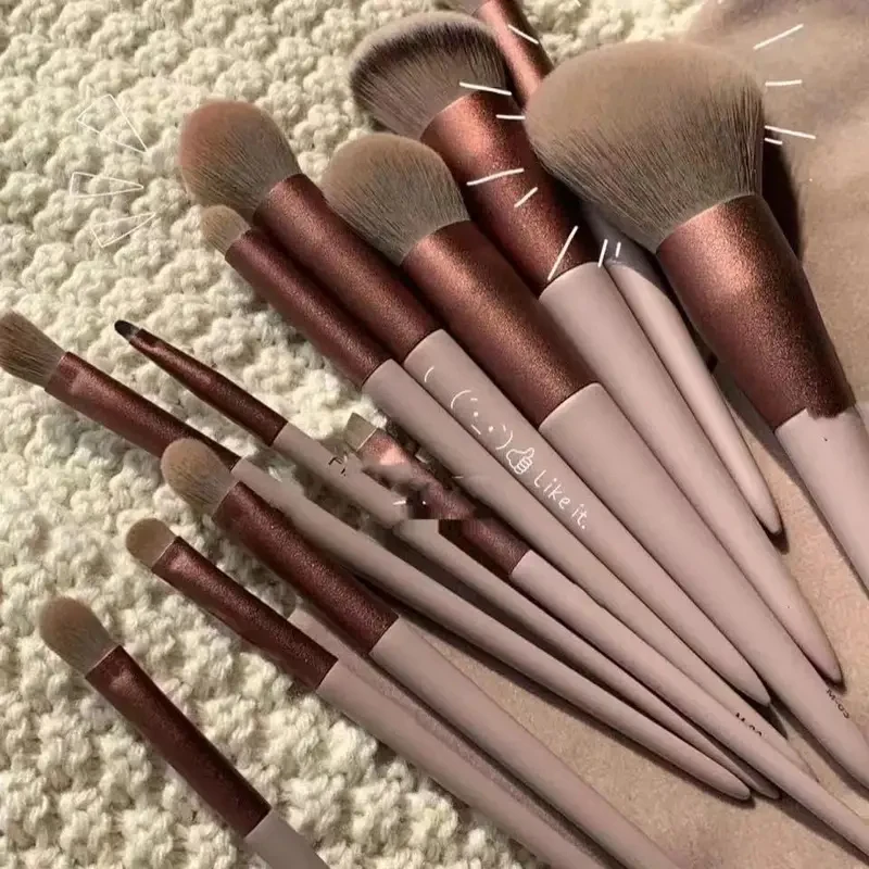 Ensemble de pinceaux de maquillage pour femmes, 1/2 ensemble, pour fard à paupières, fond de teint, poudre cosmétique, blush, outils de maquillage pour débutants