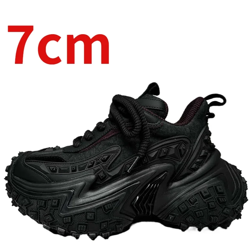 

Europe/American Original Design Ins Trendy Black/red Mecha Shoes for Men's 7cm Casual Sports Thick Soled Height Increasing Shoes