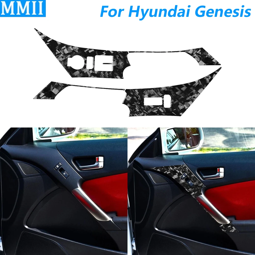 

Для Hyundai Genesis Coupe 2013-2016 кованое углеродное волокно, переключатель подъема двери, окна, панель управления, накладка, автомобильные аксессуары, наклейка