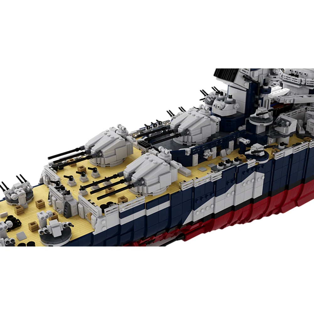 MOC Corazzata Francese Richelieu Modello Building Blocks Seconda Guerra Mondiale Corazzata Militare Destroyer Architettura Mattoni Giocattolo Regalo