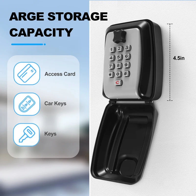 Boîte à clés murale, grande boîte à clés d'extérieur étanche sécurisée avec 12 Code, clé résistante à la rouille et aux intempéries