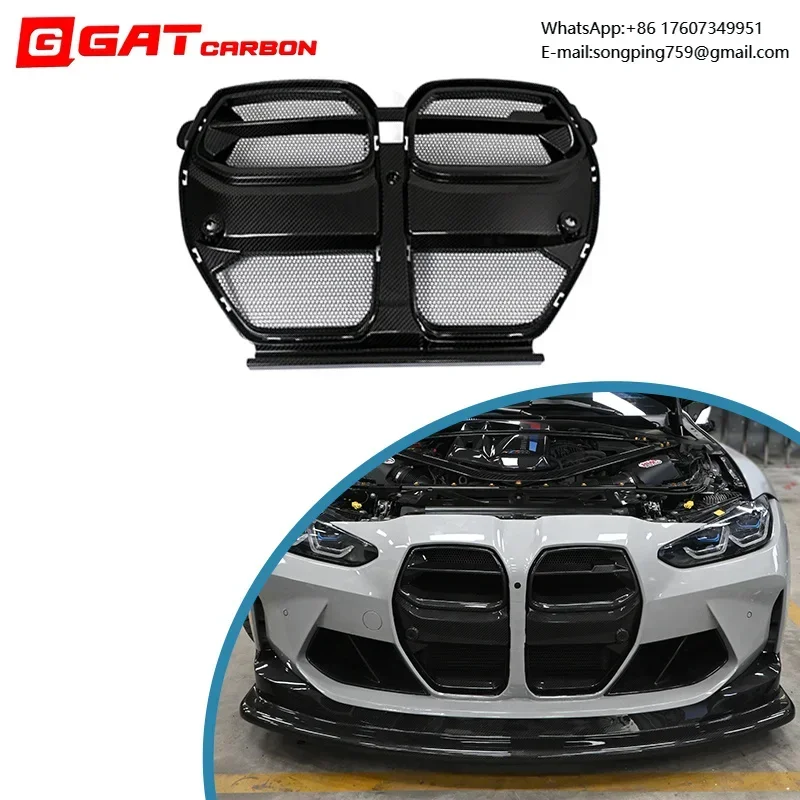 Dry Carbon Fiber Front Grille  AP Style With Mesh Front Grille for BMW M3 M4 G80 G82 G83 2021+