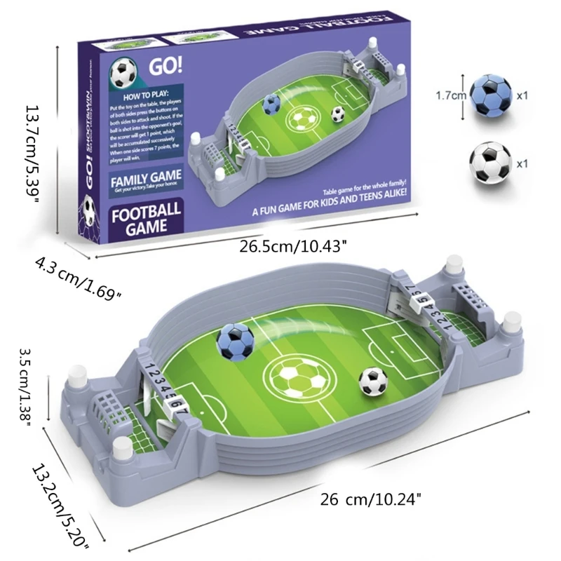 Mini Tabletop Soccer Game with 2 Footballs Realistic Interactive Desktop Football Game Board for Gathering Entertainment