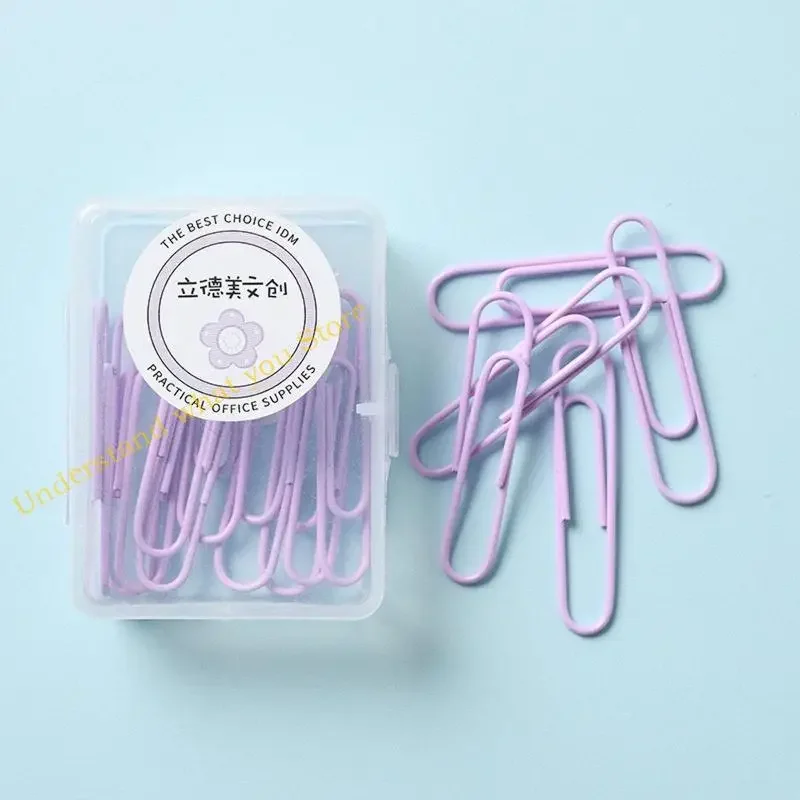 J60A Paper Clips Macaron Color 20/50 Pack Paper Clips 28mm / 50 mm Durable Rust Resistant PaperClips for Paperwork DIY