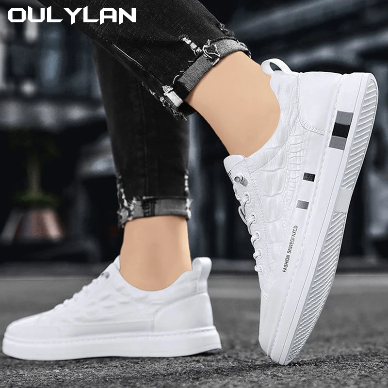 Oulylan Men original Lightweight luxury Shoes for Men Breathable Flats Male Sneakers Men\'s Sneakers White Casual Shoes