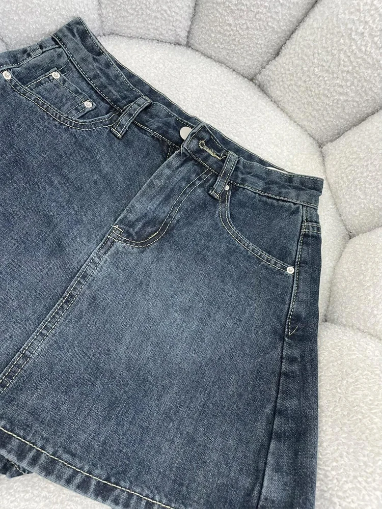 Retro Amerikaanse Denim A-lijn Rok Dames Hoge Taille Slim Fit Bodycon Rok F-lengte Rokken Woon-werkverkeer Koreaanse Sle Butt...