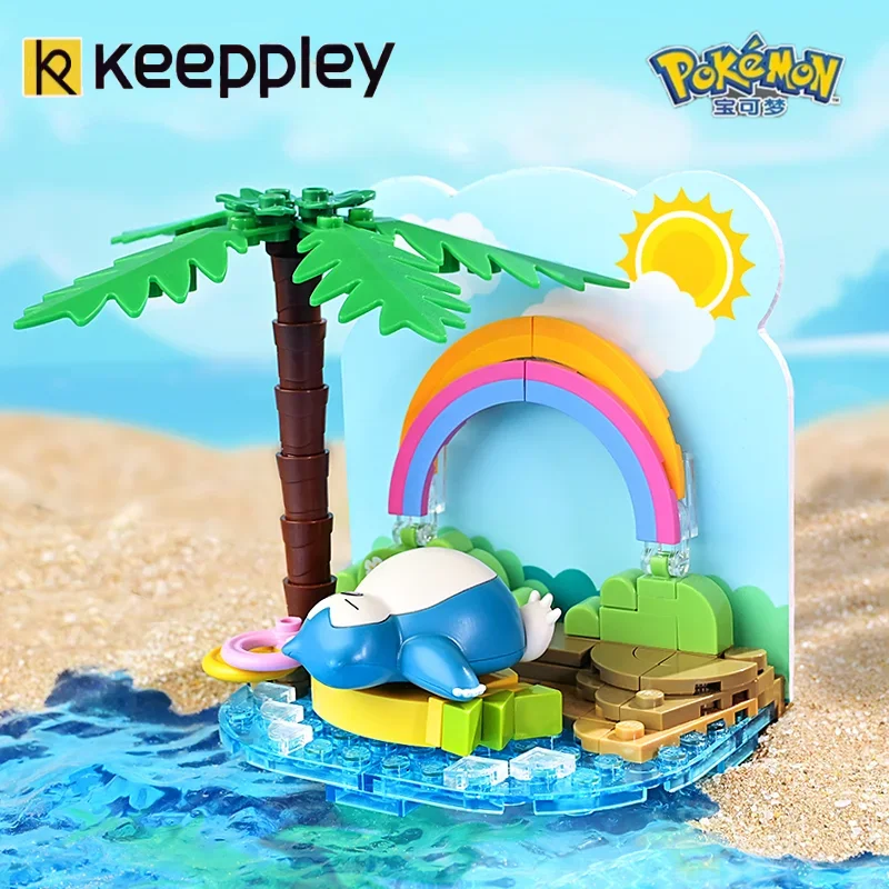 Keepley Model adegan Pokemon rakitan blok bangunan mainan trendi koleksi hadiah liburan ornamen buatan tangan