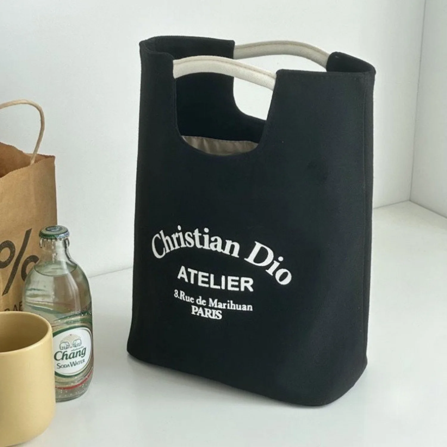 Portable Handheld Tote Bag with Letter Print - High-Capacity for Work & Student Lunch, Casual Stylish Design