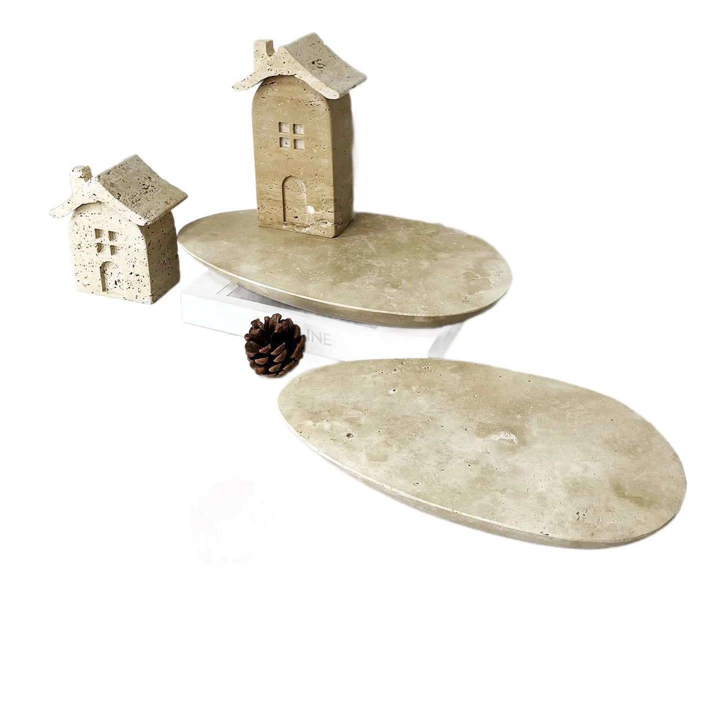 Modern simple natural marble geometric ornaments living room model room decorations