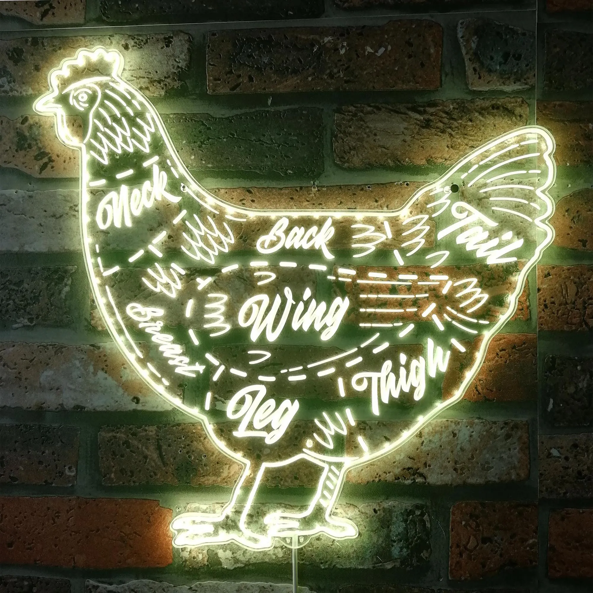 Chicken Meat Chart Butchery Shop RGB Dynamic Glam LED Sign st06-fnd-i0256