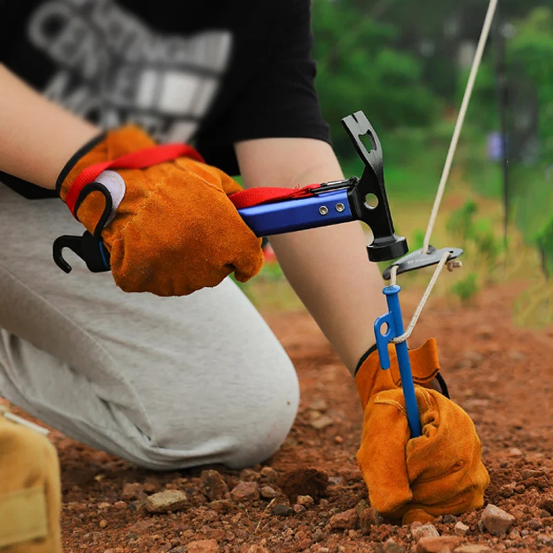 Outdoor Tent Nails Hammer, Camping Portable Aluminum Alloy Hammer, Anti Slip And Shockproof Sponge Handle Hammer view 4