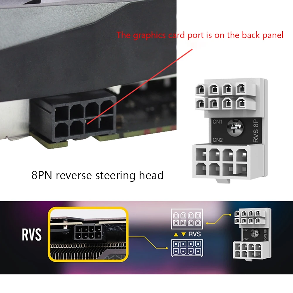 Adattatore di alimentazione da 180 gradi a 8 pin Accessori per computer desktop Adattatore a forma di U da 8 pin femmina a 8 pin maschio per scheda grafica