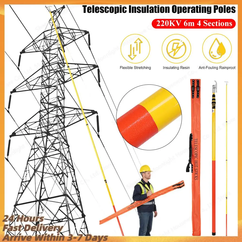 

220KV 6m 4 Sections High Voltage Insulation Equipment with Multi-Angle Adjustable Hookhead High-Voltage Telescopic Hot Stick