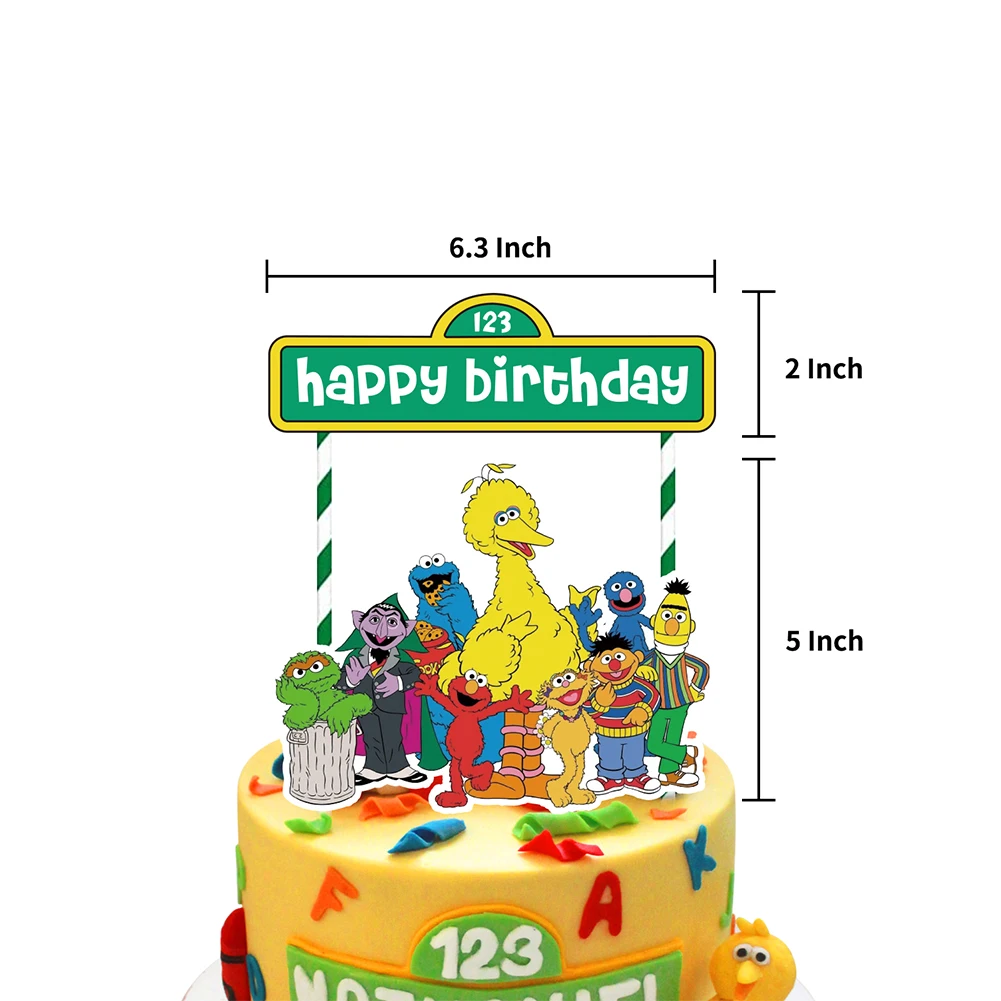 Geburtstagsballon-Partydekoration, Sesamstraßen-Thema, Teller, Kuchenaufsätze, Banner für Kindergeburtstag, Partyzubehör, Babyparty – Detail 17
