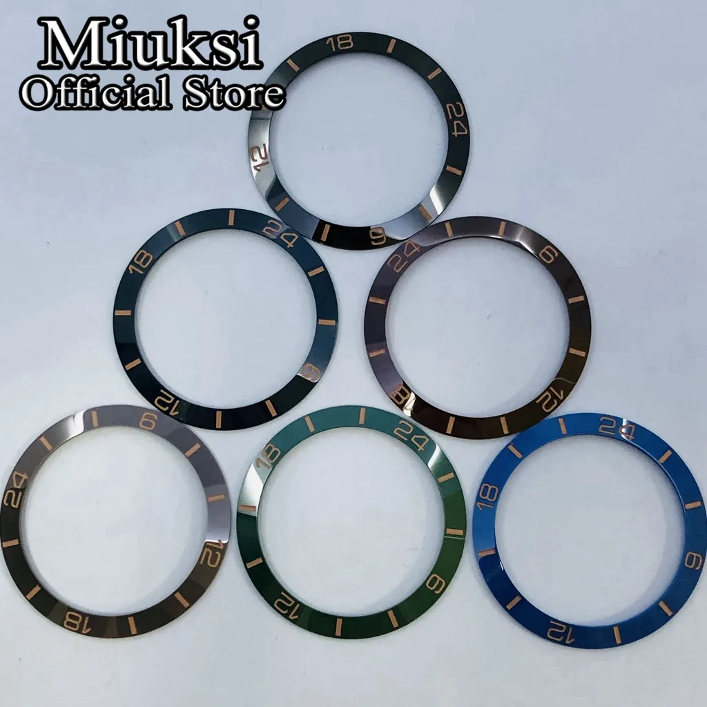 Miuksi high quality 38mm black blue green white brown ceramics bezel insert fit 40mm watch case