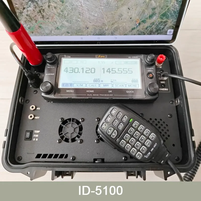검정색 모바일 라디오 케이스 대형 스크린이 있는 ICOM ID-5100 모바일 트랜시버용 모바일 라디오 상자