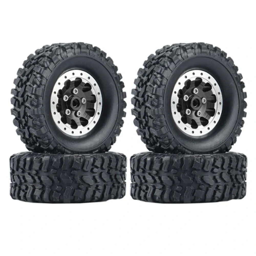 4Pcs Metal Beadlock Wheel Hub Wheel Rim And Rubber Tire For WPL C14 C24 B14 B24 B36 MN D90 MN99S RC Car Upgrade Parts view 6