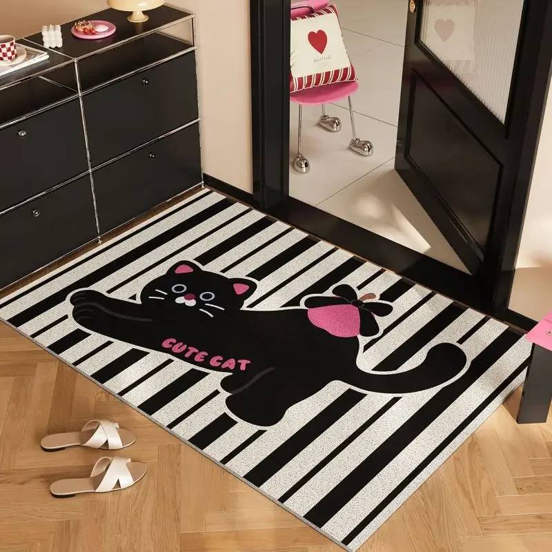 Cat Door Mat Door Non-Slip Foot Mat Entrance Porch Silk Ring Dust Resistant Dirt Mat Carpet