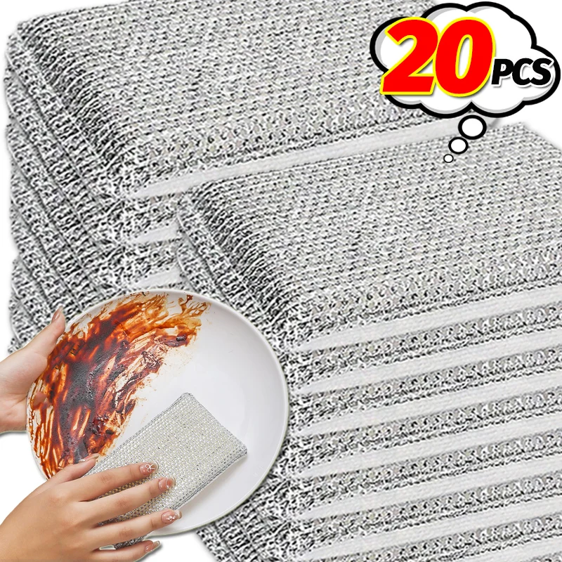 1/20PCS Double-sided Cleaning Sponge Thickened Dishwashing Cloth Kitchen Dish Pot Strong Cleaning Sponge Wipe Magic Scouring Pad