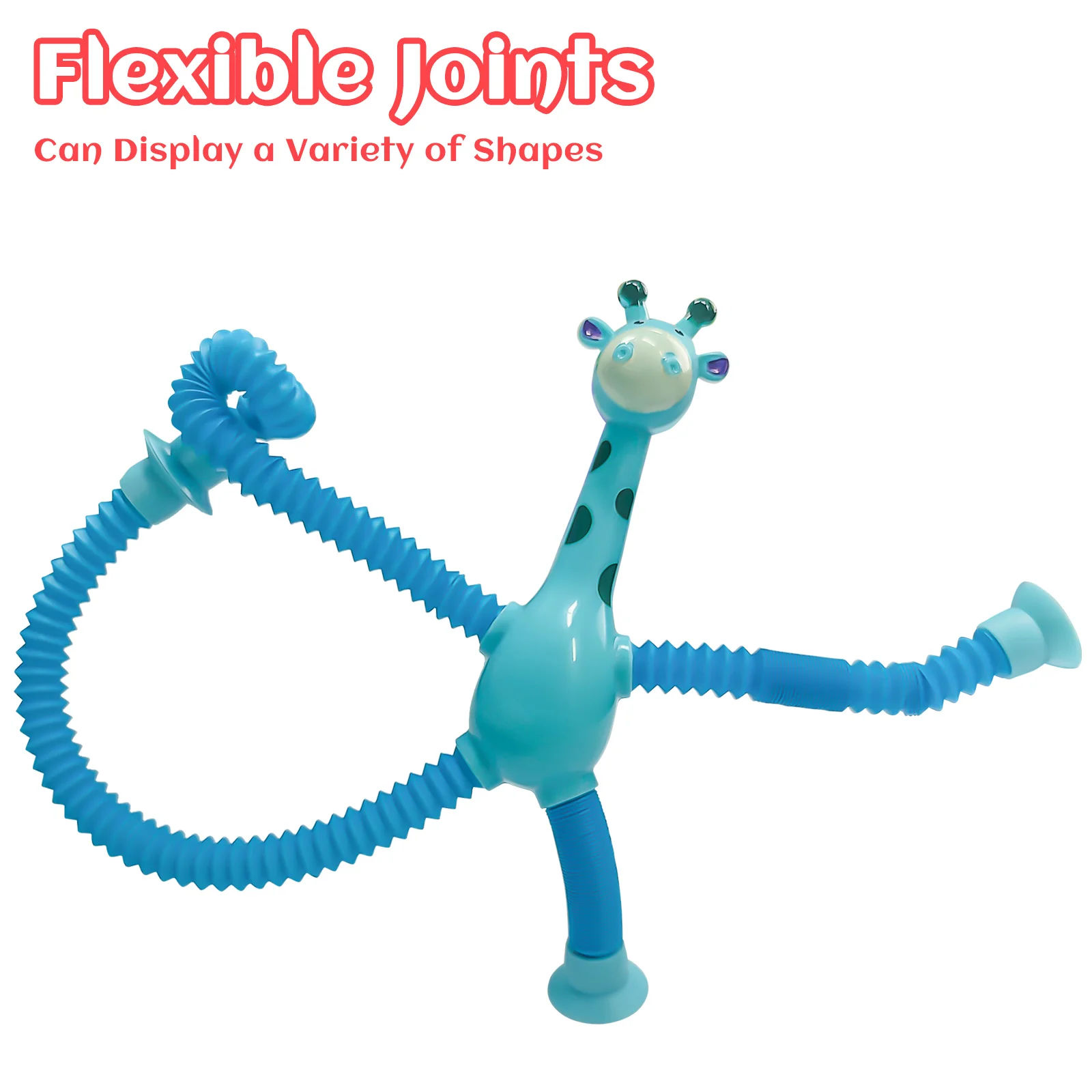 Telescopic Suction Cup Giraffe Toys Glowing Animal Toys Stress Relief Sensory Bellows Toys Anti-Stress Squeeze Toy