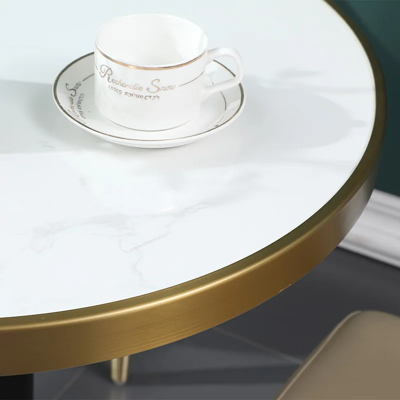 Marble Rock Slab Table Restaurant Milk Tea Shop Outdoor Small Round Table Multi-functional Dining Table Rock Slab Commercial Neg