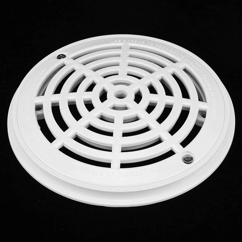 4Pcs 8Inch Pool Main Drain Cover The Top Grate Bottom Mounting Plates White Replacement Pool Drain Cover