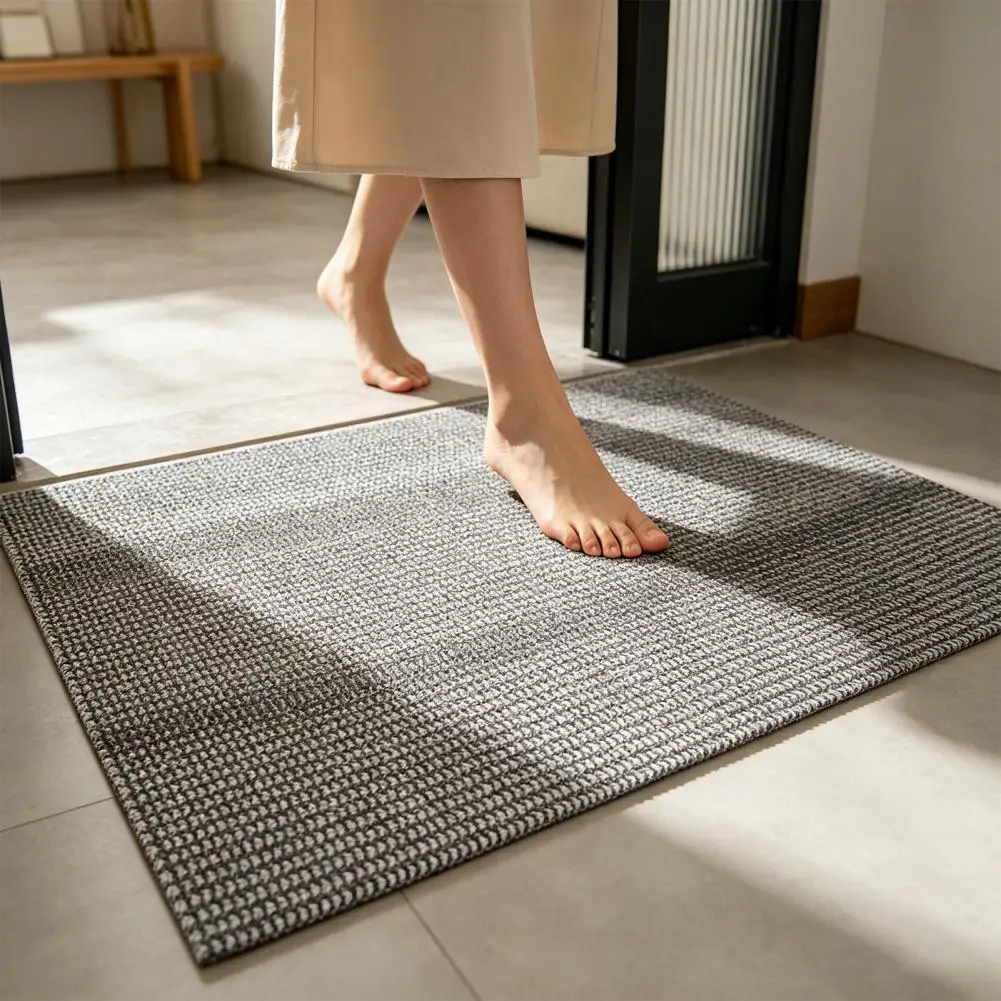 Entryway Rug Entrance Rug for Bathroom Kitchen Solid Color Anti-slip Door Mat Absorbent Washable Floor Mat for Living Room Use