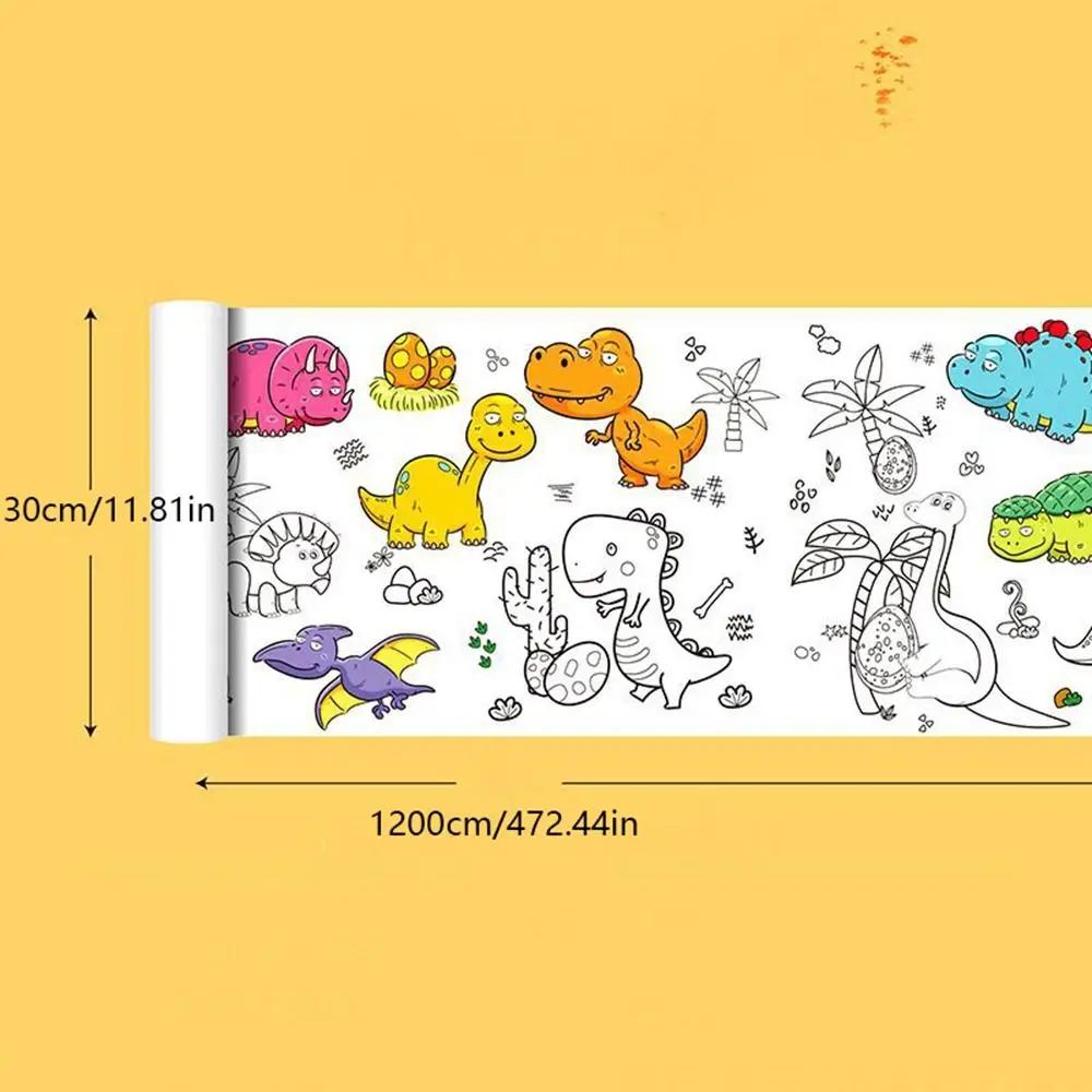 Children's Drawing Roll Sticky Color Filling Paper Graffiti Scroll Coloring Poster Kindergarten Art Wall Sticker Educational Toy