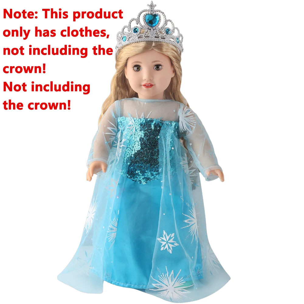 Cosplay Anime Figure Costume 18 Inch Girl Doll Anna Clothes American Ours & Generation Kids Toys Dolls Accessories Elsa Dress