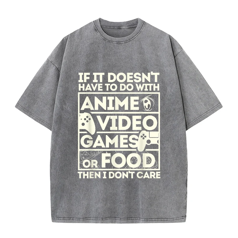 If It’s Not Anime Video Games or Food I Don’t Care T-Shirt Oversized T Shirt Unisex Small Cotton Tee Funny Quote Short Sleeve