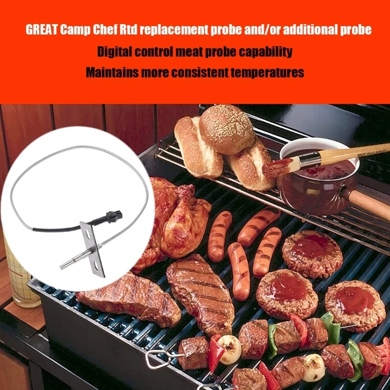 Precision-อุณหภูมิSensor RTD Probeสำหรับไม้เม็ดGrillsและผู้สูบบุหรี่สแตนเลสทนทานProbe 35.5 ซม.Dropship