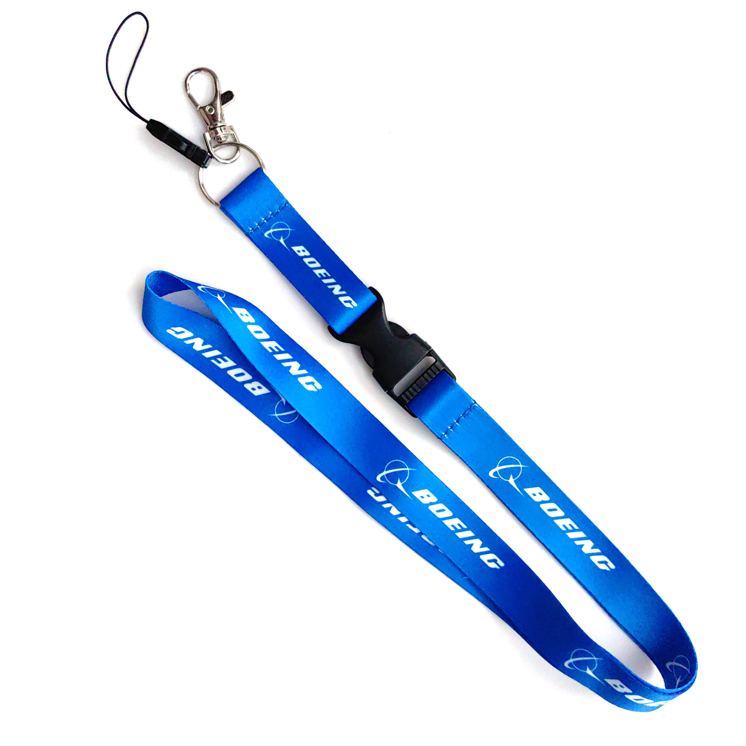 1PC Fashion Trinket Polyester Boeing Blue Lanyard Belt Buckle Lanyard Key Chain Suitable For ID Card Christmas Gift