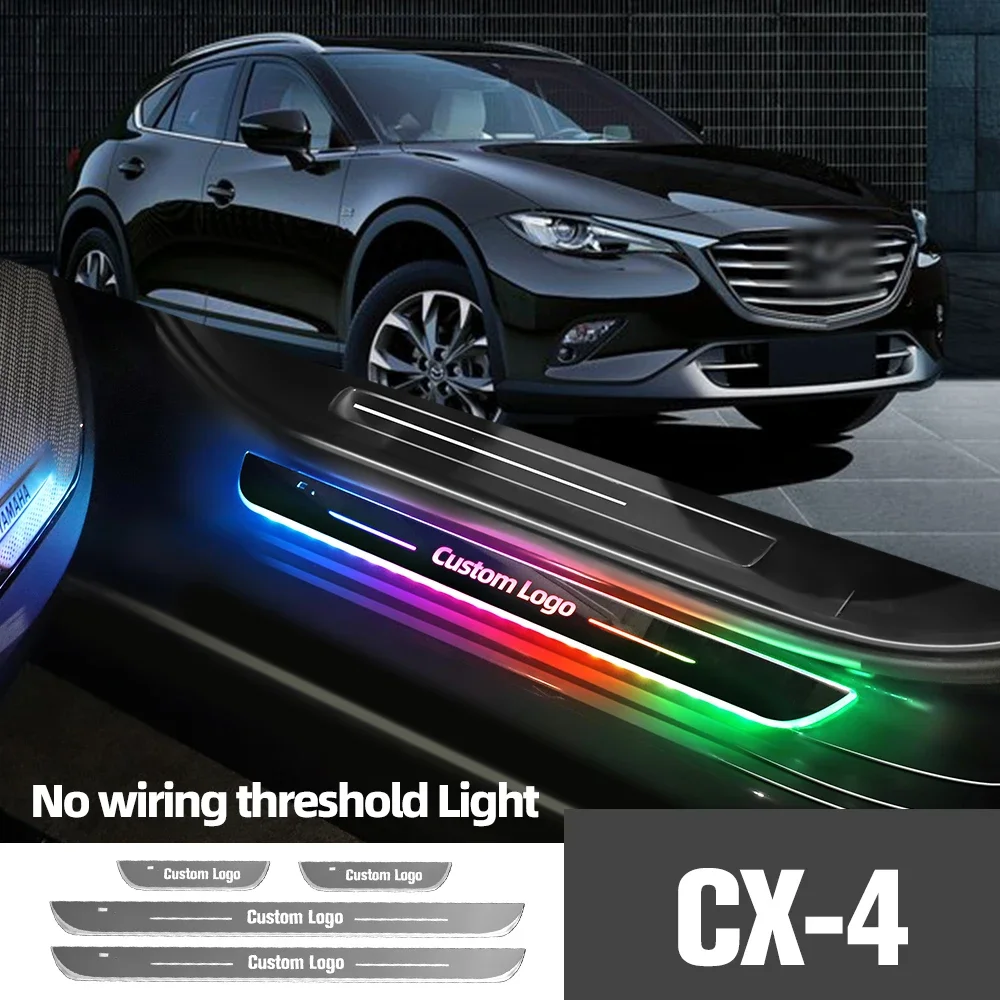 

For Mazda CX-4 CX4 CX 4 2016-2013 2017 Car Door Sill Light Customized Logo LED Welcome Threshold Pedal Lamp Accessories