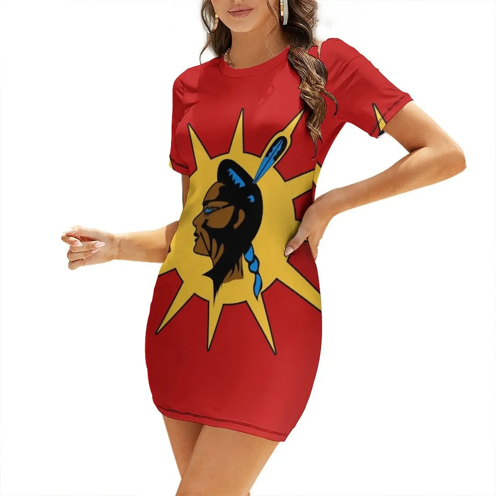Mohawk Warrior Short-Sleeved Dress dress for women women's elegant loose dresses