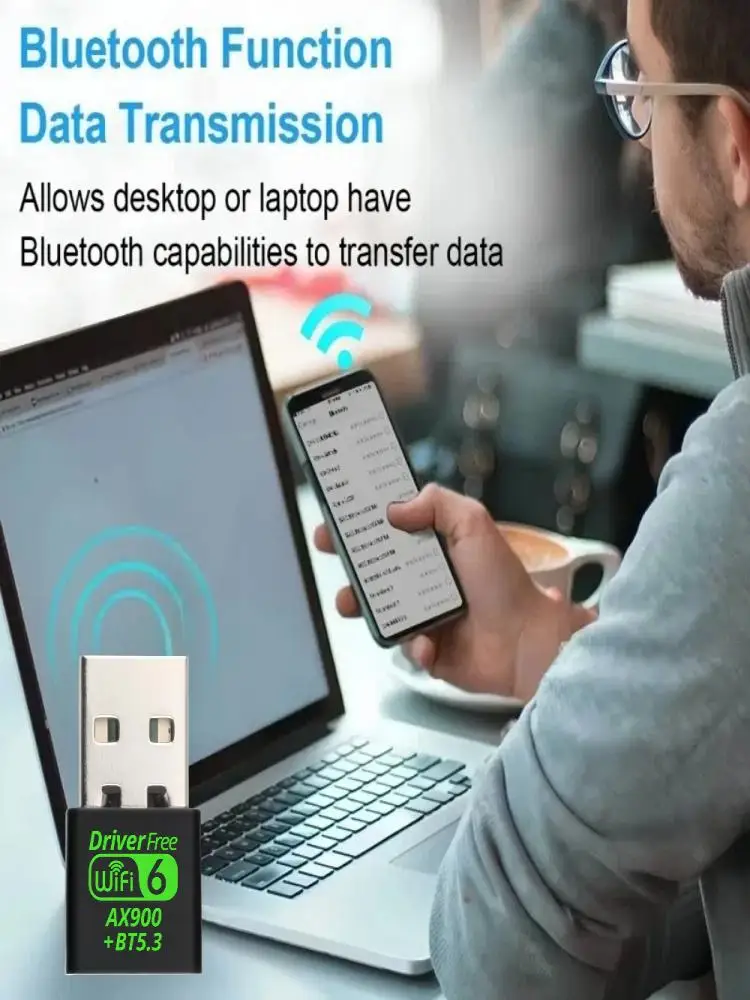 WiFi 6 Bluetooth 5.3 AX900 Karta sieciowa WiFi USB Adapter bezprzewodowy 2w1 dwuzakresowy 2.4G 5 GHz Wi-Fi Lan Dongle Receiver Driver Free — zdjęcie produktu 7