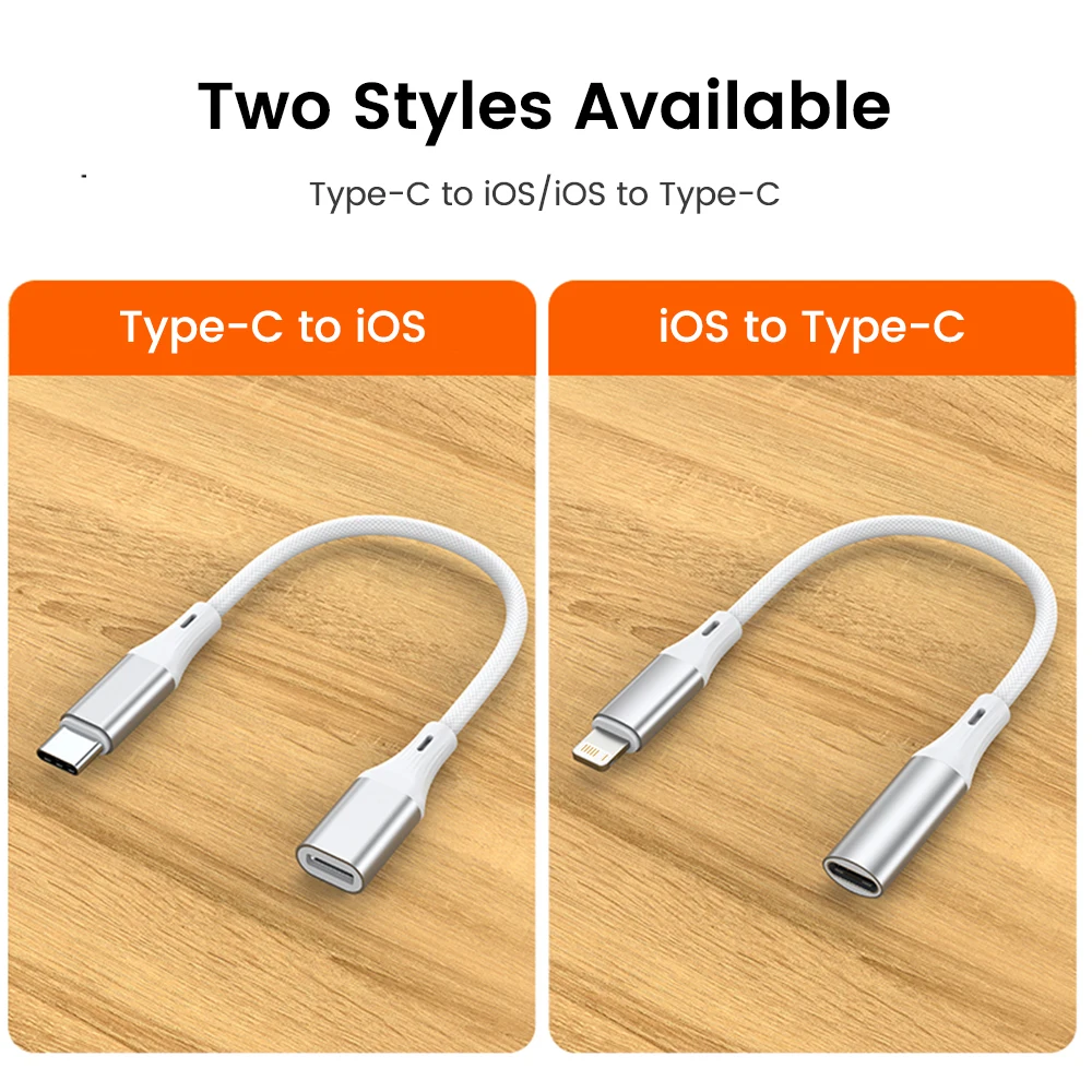 60W typ C do błyskawicy Adapter błyskawica ios męski do typu C żeński kabel do szybkiego ładowania dla iPhone 15 iPad Macbook