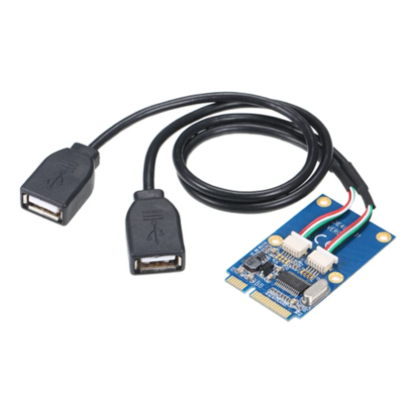 USB 2.0 2 ポート PCI-E Express カード電源コネクタ付き Mini PCI-E から PCI-Express デュアル USB アダプタコンバータ