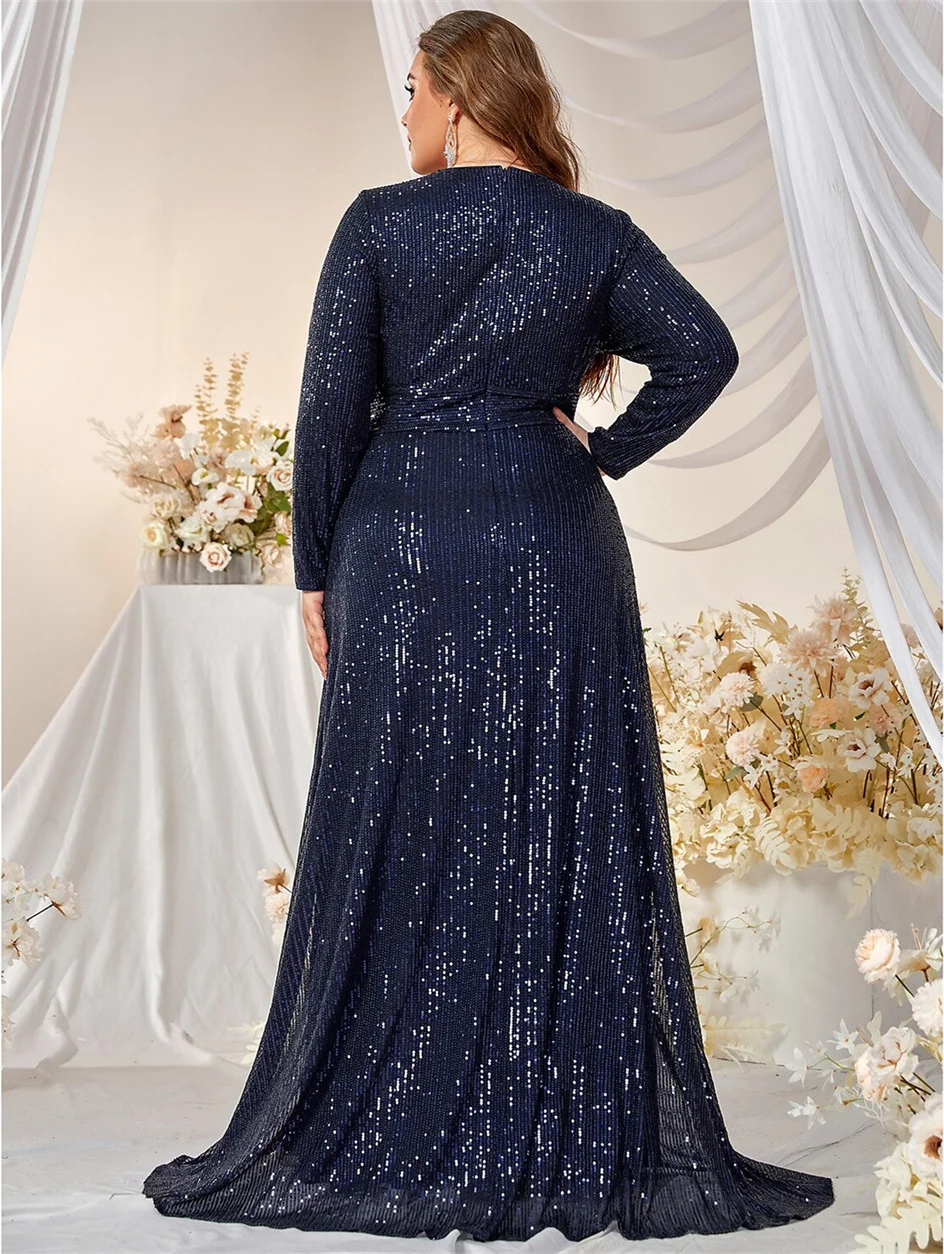 Shiyicey V-Ausschnitt einfache lange Ärmel bodenlangen Schlitz Abschluss ball Reunion Kleid Hochzeit formale elegante gleich lange Party kleider