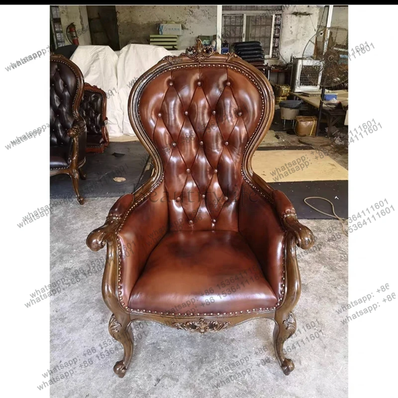 

Simple European living room bedroom solid wood single sofa high back chair