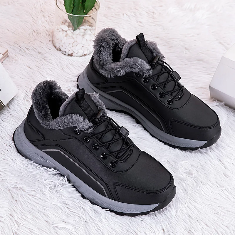 Mens Thermal Hiking Sport Shoes Comfortable Male Winter Outdoor Forest Walking Sneakers Fur Inside Fitness Athletic Shoes