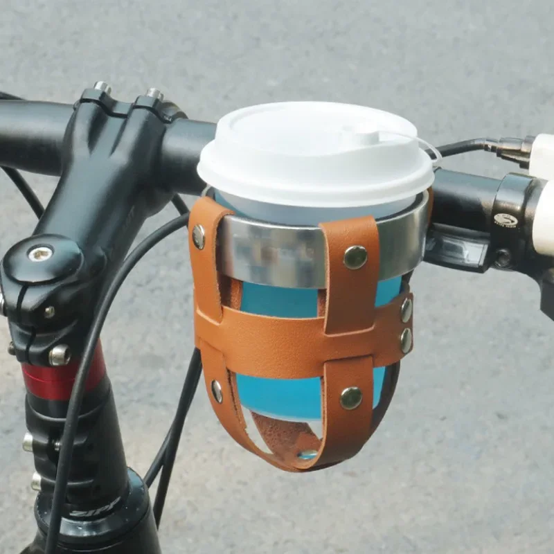 Retro outdoor bicycle cup storage rack, anti shake electric bicycle mountain bike PU water bottle rack