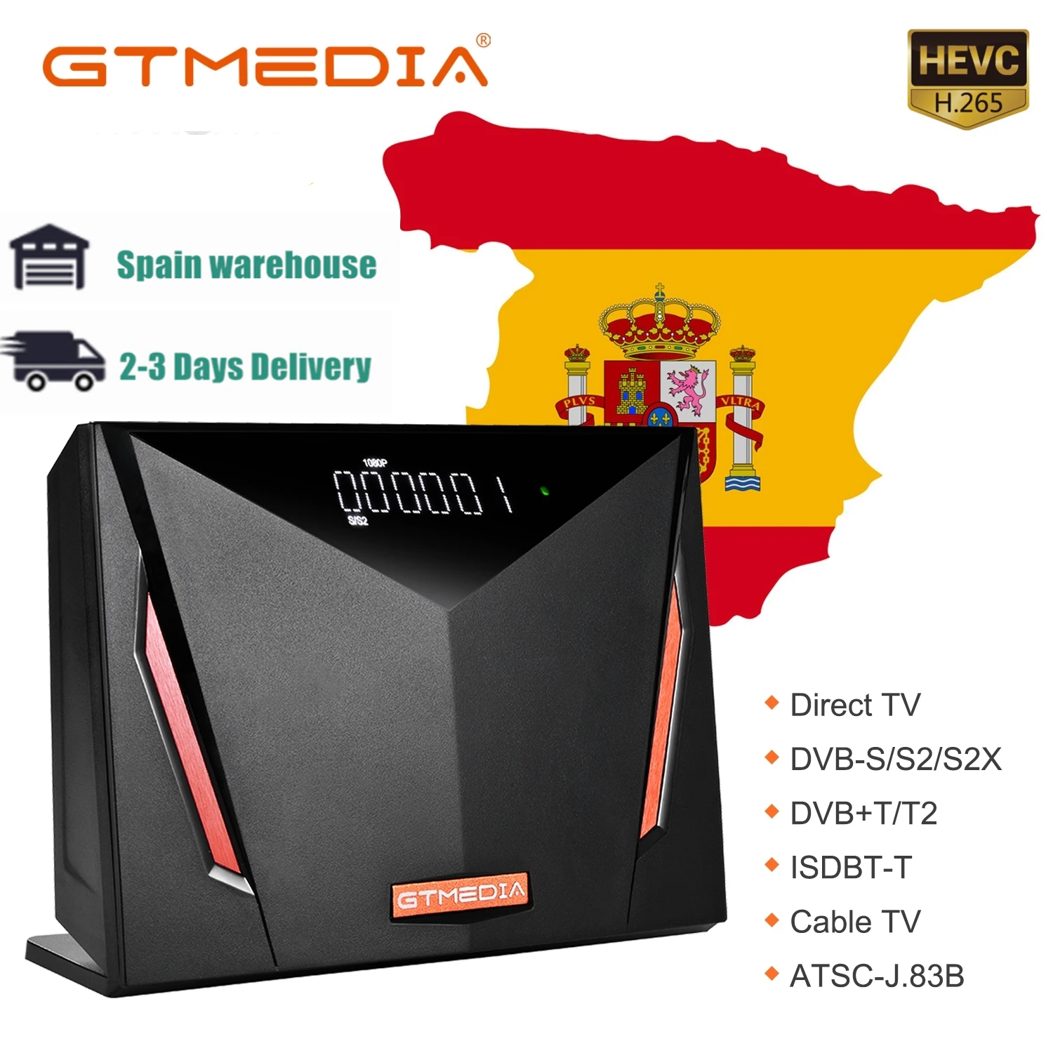 Gtmedia-decodificador satélite V8 UHD 4K, receptor DVB-S2X + T2 con ranura para tarjeta inteligente, compatible con m3u,H.265 HEVC/ WiFi, disponible en España, CZ