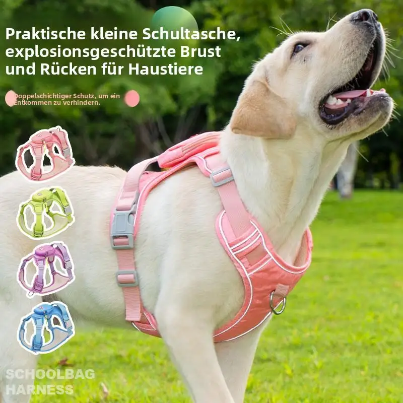 

Dog leash Pet Harness Small-Backpack Anti-Escape Leash Large Dog Walking Leash Reflective Medium and Large Breed Dog Leash
