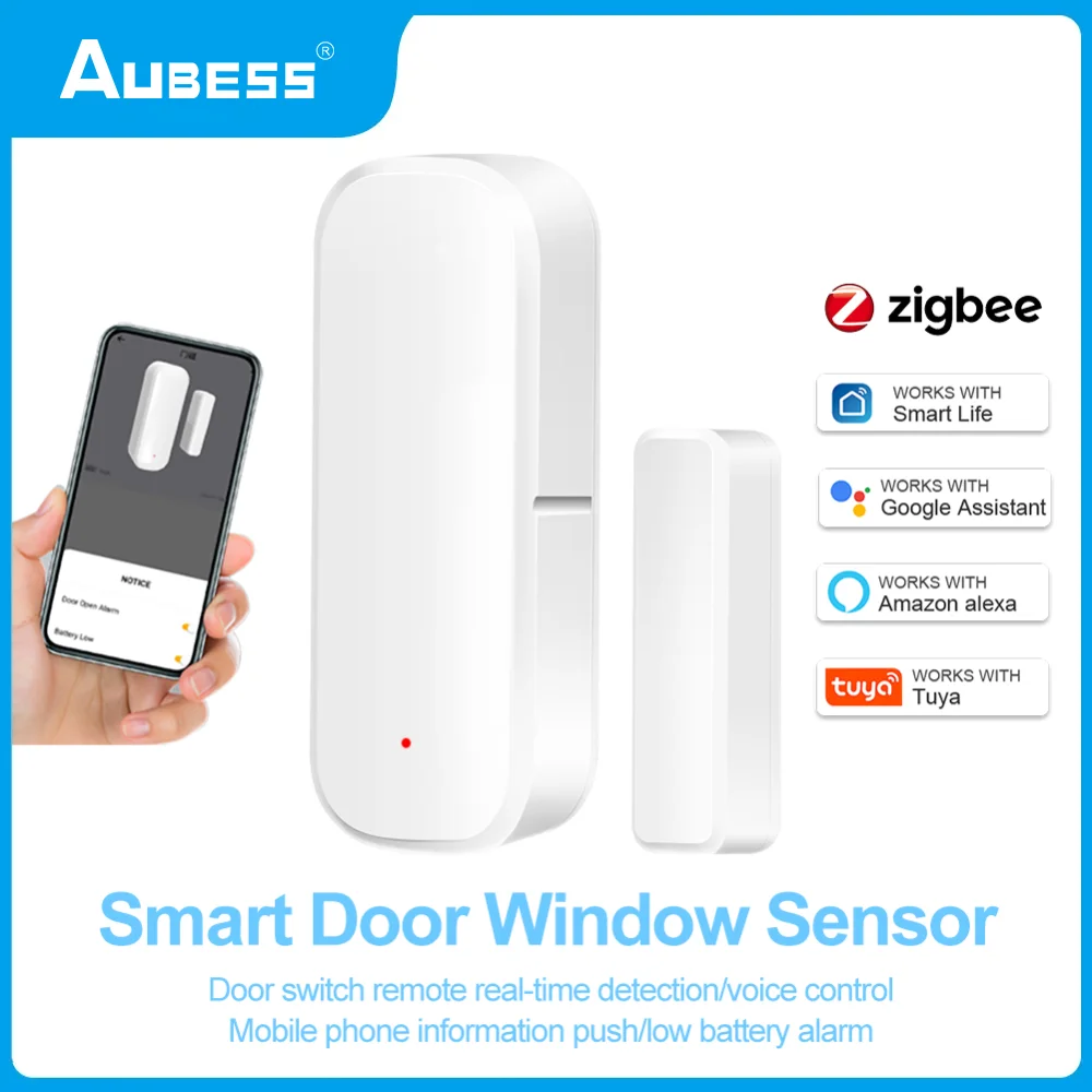 Zigbee Door Window Sensor for Tuya APP Open Entry Smart Security Alarms Compatible with Alexa Google Home Hub Required