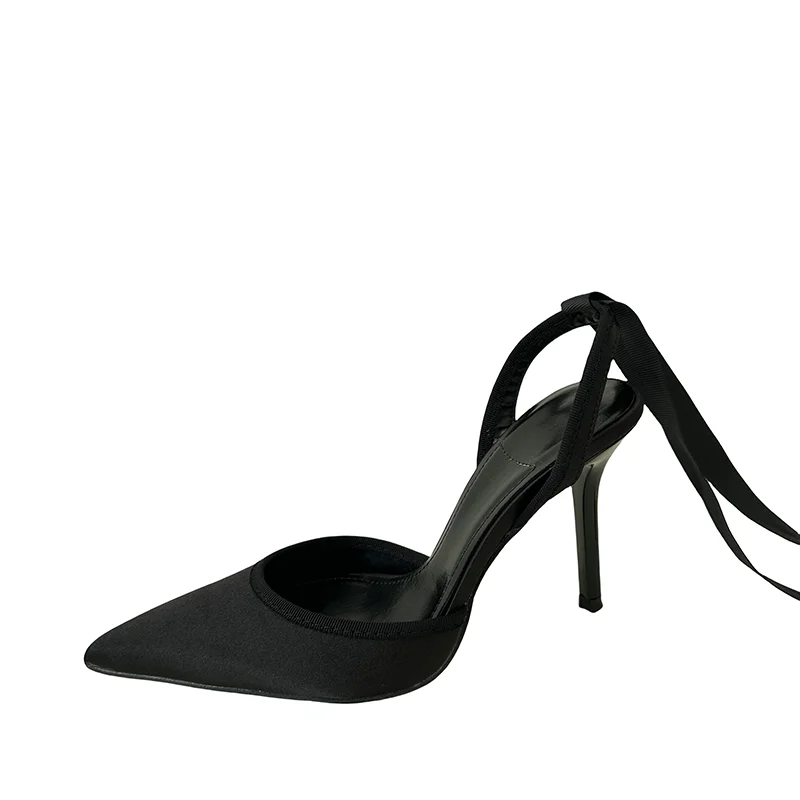 

Woman High Heels Sexy Cross Strappy Slingback Pumps Summer Pointed Toe Dress Shoes Black Stiletto Heels Ladies Office Shoes
