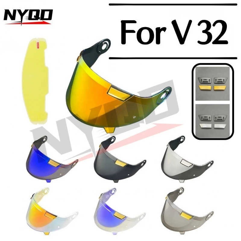 

For V32 Visors Electroplated Mirror Day Night Dual Use Anti-Glare Motorcycle Retro Full Face Helmet Replacement Parts