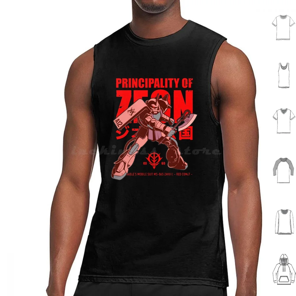 

182 Red Comet Tank Tops Vest Sleeveless Anime Manga Mobile Suit Char Aznable Zaku Zaku Ii Red Comet Principality Ok Zeon 063
