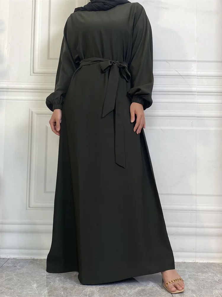 Muslim Long Sleeve Dress Abaya Simple Style Women's Clothing Solid Color  Gulf Abayas Islamic Saudi Robe Ramadan Dresses For Eid - AliExpress  200000345