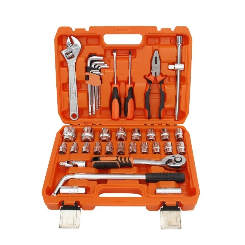 40Pcs Hardware Tool Set, Adjustable Wrench Pliers Hex Key Combo with Storage Case for Auto & Home Maintenance